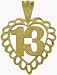 10K Yellow Gold Fancy #13 Heart Pendant