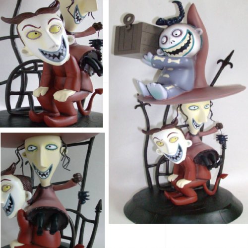DISNEY LOCK SHOCK & BARREL NIGHTMARE BEFORE CHRISTMAS GARDEN STATUE WITH HideaKey Hand Painted