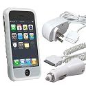 Eforcity Apple iPhone (not for iphone 3G) 3 in 1 Accessory Bundle -- High Quality Silicone Skin Case Cover + Travel / Wall Charger + Rapid Car Charger
