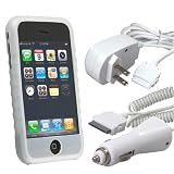 Eforcity Apple iPhone (not for iphone 3G) 3 in 1 Accessory Bundle -- High Quality Silicone Skin Case Cover + Travel / Wall Charger + Rapid Car Charger