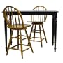 Carolina Classic Antique Black three piece Logan Pub Bar Set with two English Pine Logan counter Stools