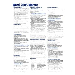Microsoft Word 2003 Macros & Templates Quick Reference Guide (Cheat Sheet of Instructions, Tips & Shortcuts - Laminated)