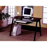 Coaster Home Office Computer Desk, Walnut Wood Finish and Glass Top