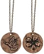 REVERSABLE Bird & Flower Medallion Necklace - 18" Chain & Anti-tarnish Copper