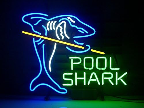 New Pool Shark Billiards Real Glass Neon Light Sign Home Beer Bar Pub Recreation Room Game Room Windows Garage Wall Sign H106