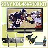 Sony Bravia V-Series KDL-46V4100 46-inch 1080p LCD HDTV + Accessory Kit Bundle w/ Wall Mount & 3 Yea