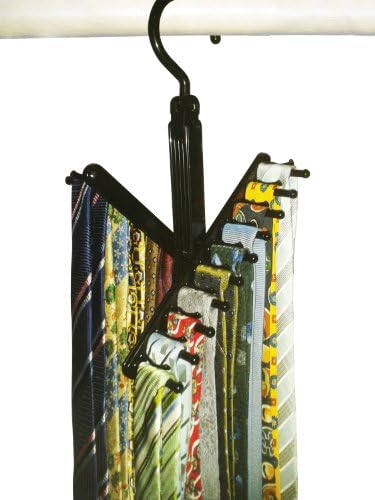 Tie Rack Organizer-Twin Pack by Aristocrat, Non-Slip Compact Tie Hanger, Closet Tie Rack Hanger Holds 20 Ties, Adjustable Criss-Cross Design, ABS Plastic, Black