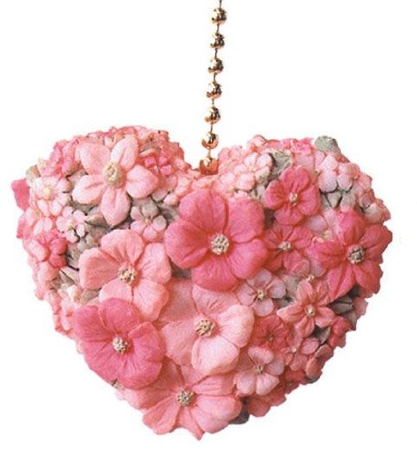 Pink Heart Shabby Flower Floral Ceiling Fan Light Pull