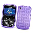 BlackBerry Curve 3G 9300 (T-Mobile) & Gemini Curve 8520 & 8530 Crystal Silicone Skin Case "Transparent Purple Check Pattern"