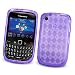 BlackBerry Curve 3G 9300 (T-Mobile) & Gemini Curve 8520 & 8530 Crystal Silicone Skin Case "Transparent Purple Check Pattern"