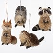 Club Pack of 12 In the Birches Bristled Woodland Animal Christmas Ornaments