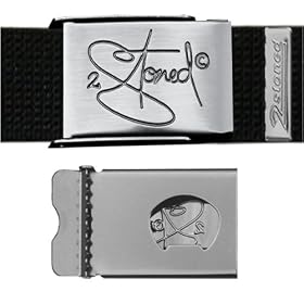 Original 2stoned wear Web Belt wide 1,26 inch in Black buckle brushed matt with bottle opener by 2-stoned wear