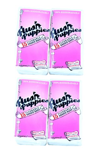 Flushable Biodegradable Dog Poo / Poop Bags - 4 Pack Dog Waste Bags - 2 Months Supply