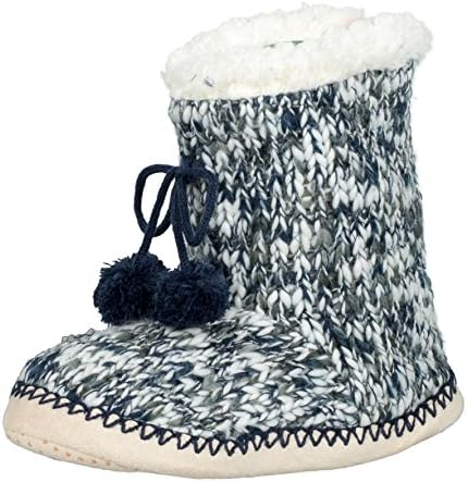 Womens Sweater Knit Sherpa Lined Non-Skip Mid Calf Slipper Sock