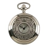 ESS Mens Stainless Steel Case White Dial Antique Pocket Watch with Chain WP002