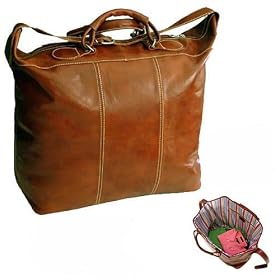 Floto Medium Piana Tote Olive Brown Italian Leather Luggage Weekend Bag