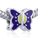 Purple Butterfly European Beads - Pandora Bead & Bracelet Compatible