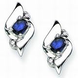 10K White Gold 0.02 ct. Diamond and 5/8 ct. Sapphire Fashion Earrings