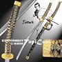 Black Japanese Jin Tachi Samurai Katana Ceremonial Sword & Free Topicool Knife