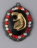 Gasoline Glamour Red Combo Gold Cobra Rhinestone Charm Necklace
