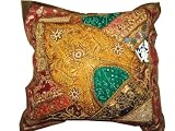 Christmas Gift- Ethnic Indian Vintage Sari Beaded Decorative Floor Pillow 24 Inches