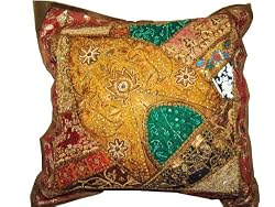 Christmas Gift- Ethnic Indian Vintage Sari Beaded Decorative Floor Pillow 24 Inches