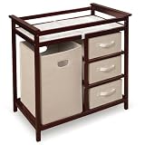Badger Basket Modern Changing Table with 3 Baskets and Hamper, Cherry