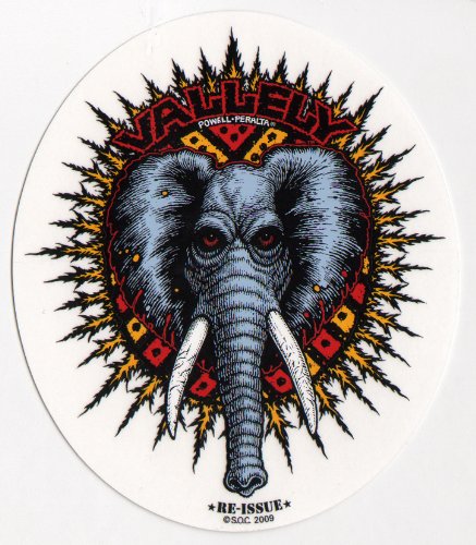Powell Peralta Skateboard Sticker - Mike Vallely Official Reissue Elephant New