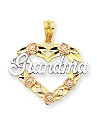 14k Rose and Yellow Gold Grandma W/ Heart Flower Border Grandma Pendant