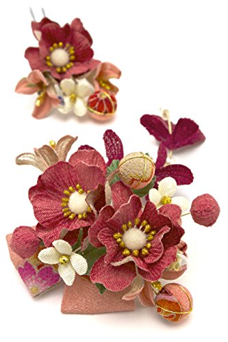 髪飾り 2点セット 花 成人式 振袖 和柄 リボン [卒業式/袴/着物/和装]