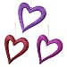 Set of 3 Purple Passion Glitter Asymmetrical Heart Christmas Ornaments