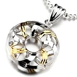 Pugster Silver Golden Round Sterling Jewelry Pendant Necklace