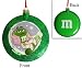 3.5" Green M&M Snowboarding Glitter Disc Christmas Ornament