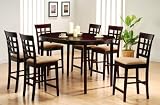 7pc Counter Height Dining Table & Stools Set Cappuccino Finish