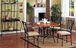 5pc Black Metal & Wood Round Dining Room Table & Chair Set