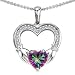 CandyGem 925 Sterling Silver Holding Hands Claddagh Heart Genuine Mystic Topaz and White Quartz Pend