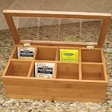 Lipper Divided Bamboo Tea Box with Clear Lid