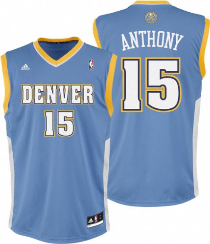 Carmelo Anthony Light Blue Adidas Revolution 30 NBA Replica Denver Nuggets Youth Jersey