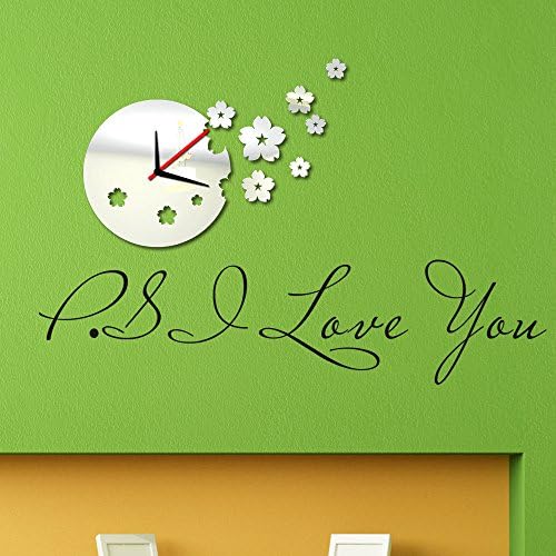 Black and Silver Rounds Wall Clock Mirror Wall Clock Modern Design Removable DIY Acrylic 3D Mirror Wall Decal Wall Sticker Decoration