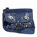 Embroidered Blue Denim Wallet Purse with Shoulder Strap Made from Vintage Denim