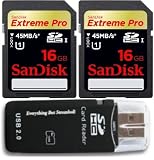 SanDisk 16GB Extreme Pro SDHC Memory Card (x2 = 32GB) with Everything But Stromboli (tm) Card Reader