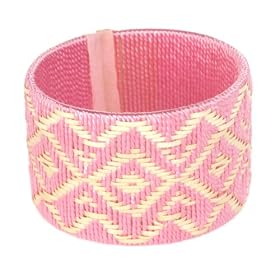 Cana Flecha Grass and Satin Pink Cuff-Wide Band "Right on Target Cuff [Wide Band - Pink]"