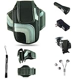 Black Adjustable Deluxe Sportband / Workout Armband with Adaptable Neck Str ....