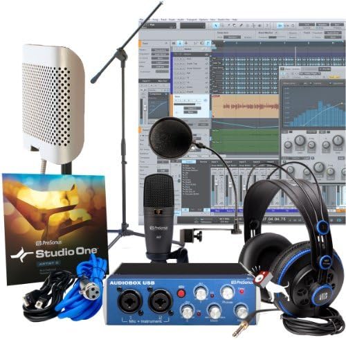 Presonus AudioBox Studio with ARF-42 Reflection Filter, Pop Filter & Mic Stand