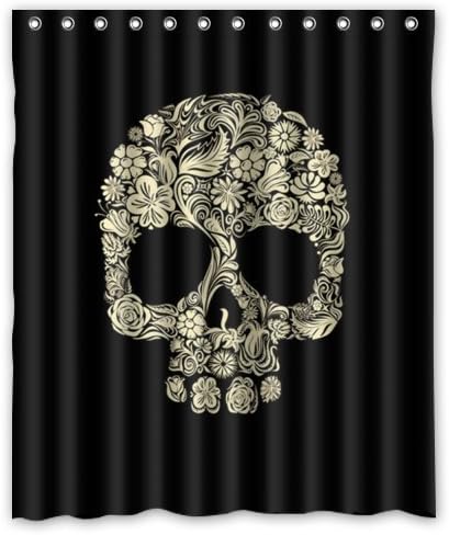 60"(Width)x 72"(Height) Special Design Dark Skull Waterproof Bathroom Shower Curtain,Bathroom decor
