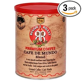 Reggie's Roast Cafe De Mundo Blend Ground Coffee, 12-Ounce Cans (Pack of 3)