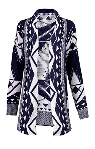 Forever Womens Aztec Tribal Leopard And Heart Print Knitted Boyfriend Cardigan