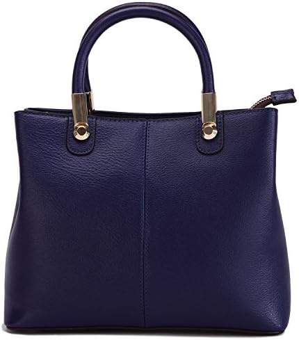 10.5'' Genuine Leather Shoulder Top-handle Bag - RUFFRYDER Women's Zippered Corssbody Handbag Casual Satchel for Business,Dinner Party,E3031#Blue