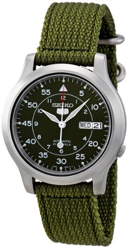 Seiko Men's SNK805 Seiko 5 Automatic Green Canvas Strap Watch