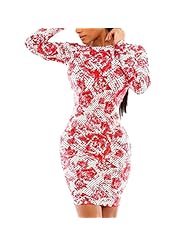 Sexy Long Sleeves General Print Polyester/Spandex  Dress